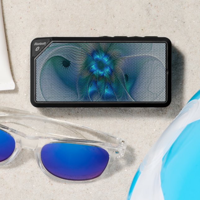 Standing Ovations, Abstract Blue Turquoise Fractal Bluetooth Speaker (Insitu(Beach))