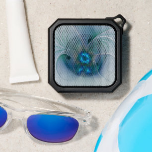 Standing Ovations, Abstract Blue Turquoise Fractal Bluetooth Speaker