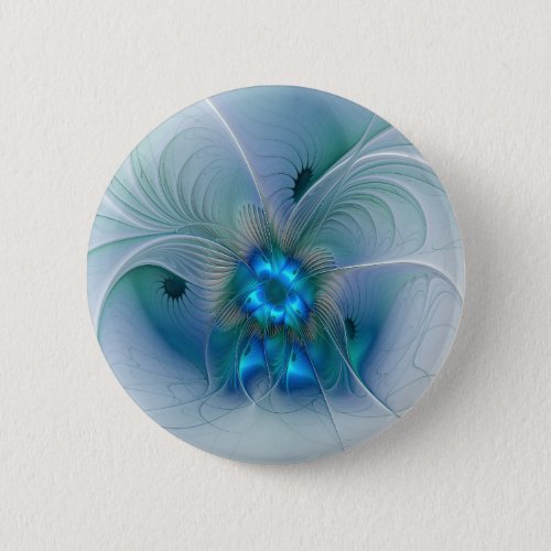 Standing Ovations Abstract Blue Turquoise Fractal Button