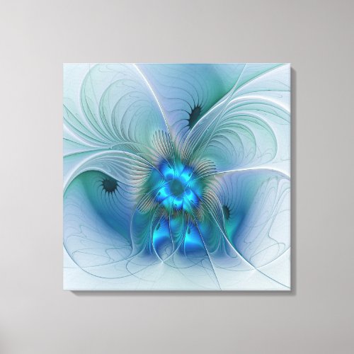 Standing Ovations Abstract Blue Turquoise Fractal Canvas Print