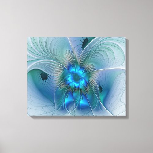 Standing Ovations Abstract Blue Turquoise Fractal Canvas Print