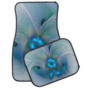Standing Ovations, Abstract Blue Turquoise Fractal Car Floor Mat
