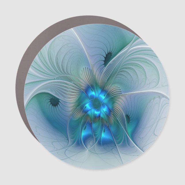 Standing Ovations, Abstract Blue Turquoise Fractal Car Magnet (Front)