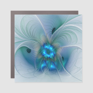 Standing Ovations, Abstract Blue Turquoise Fractal Car Magnet