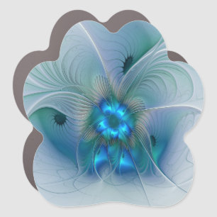 Standing Ovations, Abstract Blue Turquoise Fractal Car Magnet