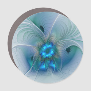 Standing Ovations, Abstract Blue Turquoise Fractal Car Magnet