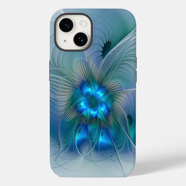 Standing Ovations, Abstract Blue Turquoise Fractal Case-Mate iPhone Case (Back)