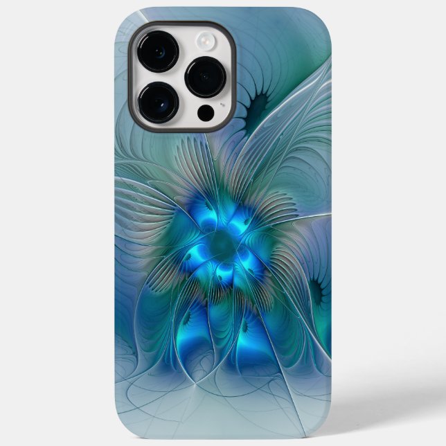 Standing Ovations, Abstract Blue Turquoise Fractal Case-Mate iPhone Case (Back)