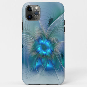 Standing Ovations, Abstract Blue Turquoise Fractal iPhone 11 Pro Max Case