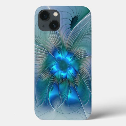 Standing Ovations Abstract Blue Turquoise Fractal iPhone 13 Case