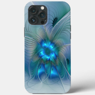 Standing Ovations, Abstract Blue Turquoise Fractal iPhone 13 Pro Max Case