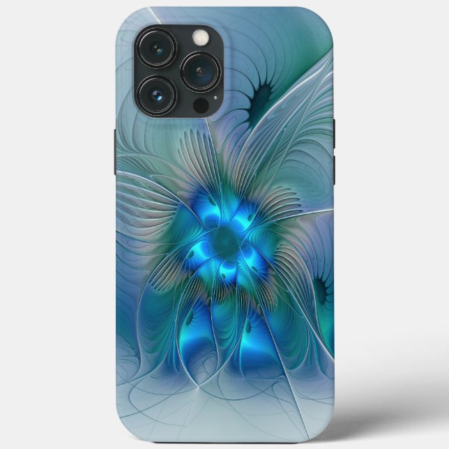 Standing Ovations, Abstract Blue Turquoise Fractal Case-Mate iPhone Case (Back)