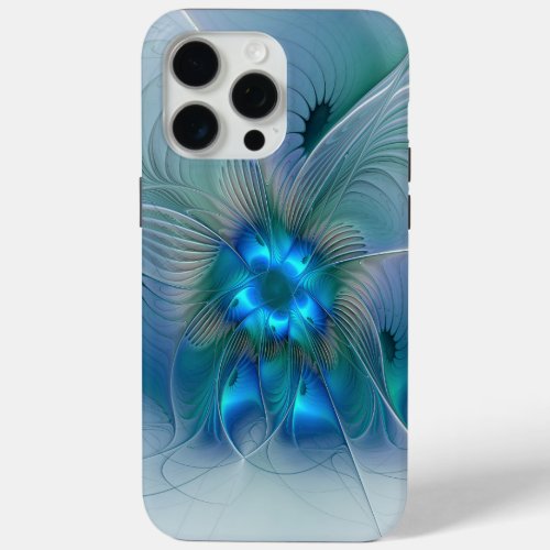 Standing Ovations Abstract Blue Turquoise Fractal iPhone 15 Pro Max Case