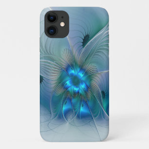 Standing Ovations, Abstract Blue Turquoise Fractal iPhone 11 Case