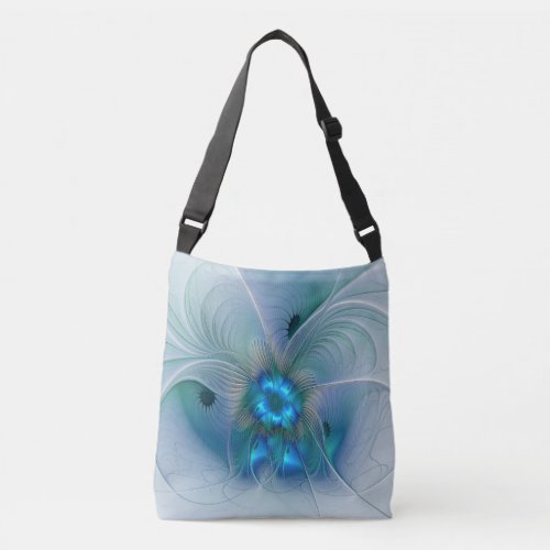 Standing Ovations Abstract Blue Turquoise Fractal Crossbody Bag