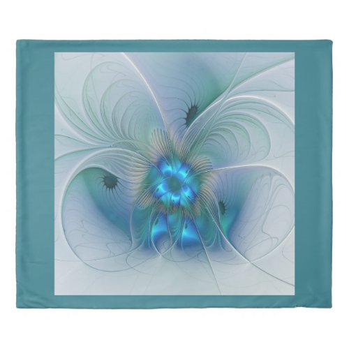 Standing Ovations Abstract Blue Turquoise Fractal Duvet Cover