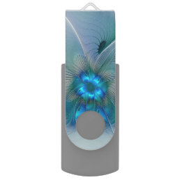 Standing Ovations, Abstract Blue Turquoise Fractal Flash Drive