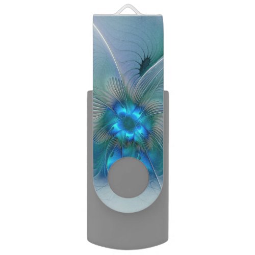 Standing Ovations Abstract Blue Turquoise Fractal Flash Drive