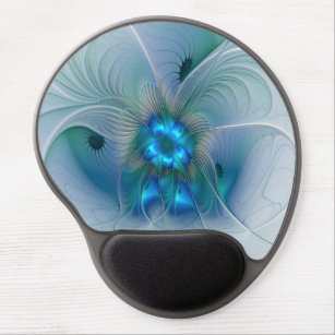 Standing Ovations, Abstract Blue Turquoise Fractal Gel Mouse Pad