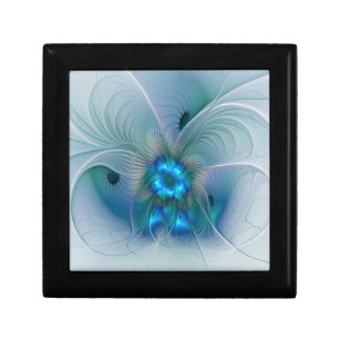 Standing Ovations, Abstract Blue Turquoise Fractal Gift Box