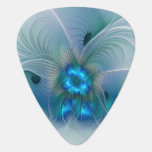 Standing Ovations, Abstract Blue Turquoise Fractal Guitar Pick at Zazzle
