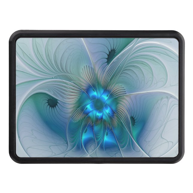 Standing Ovations, Abstract Blue Turquoise Fractal Hitch Cover (Front)