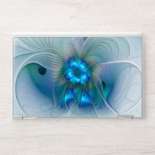 Standing Ovations, Abstract Blue Turquoise Fractal HP Laptop Skin