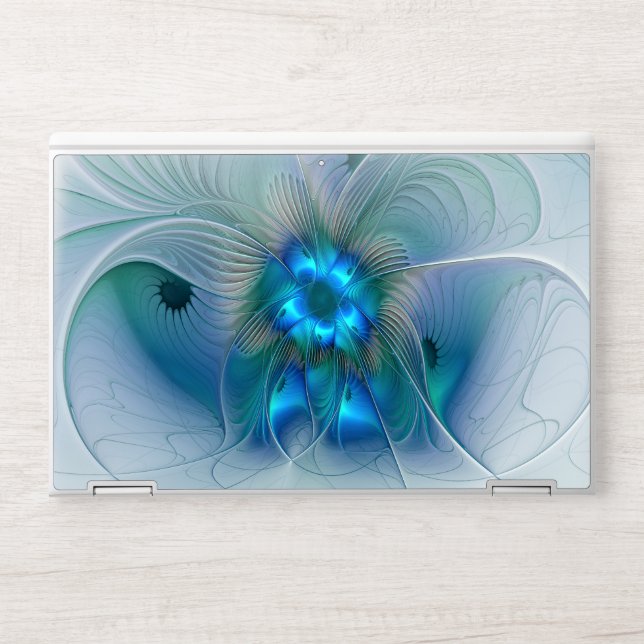 Standing Ovations, Abstract Blue Turquoise Fractal HP Laptop Skin (Front)