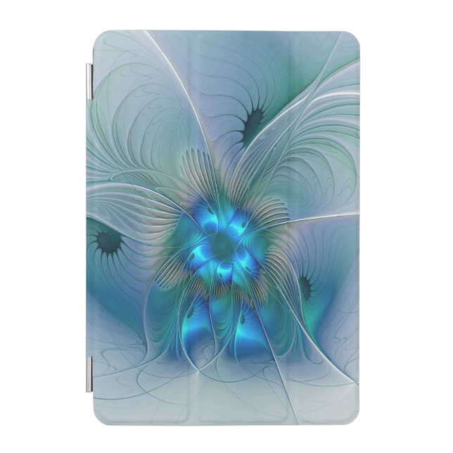 Standing Ovations, Abstract Blue Turquoise Fractal iPad Mini Cover (Front)