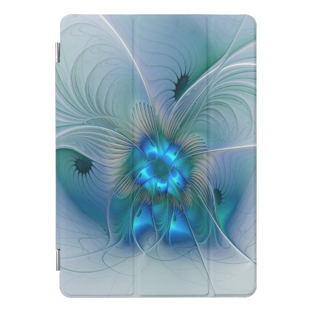 Standing Ovations, Abstract Blue Turquoise Fractal iPad Pro Cover (Front)