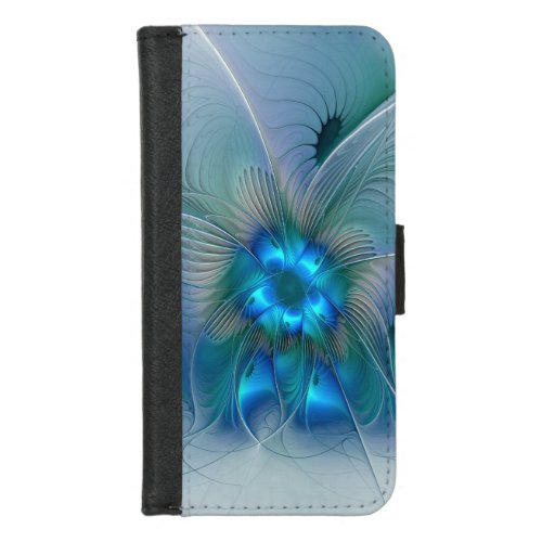 Standing Ovations Abstract Blue Turquoise Fractal iPhone 87 Wallet Case