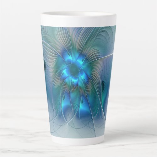 Standing Ovations Abstract Blue Turquoise Fractal Latte Mug