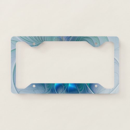 Standing Ovations Abstract Blue Turquoise Fractal License Plate Frame