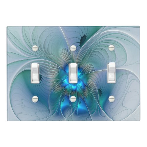 Standing Ovations Abstract Blue Turquoise Fractal Light Switch Cover