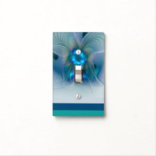 Standing Ovations, Abstract Blue Turquoise Fractal Light Switch Cover