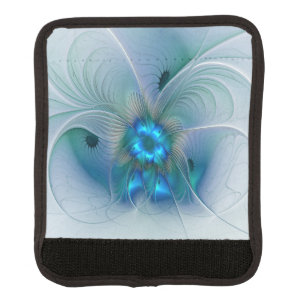 Standing Ovations, Abstract Blue Turquoise Fractal Luggage Handle Wrap