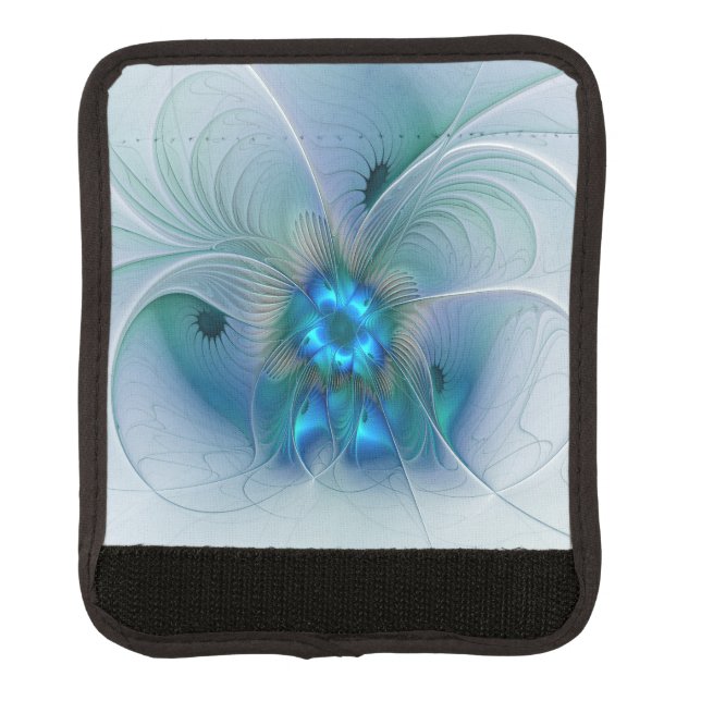 Standing Ovations, Abstract Blue Turquoise Fractal Luggage Handle Wrap (Front)