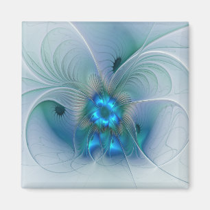 Standing Ovations, Abstract Blue Turquoise Fractal Magnet