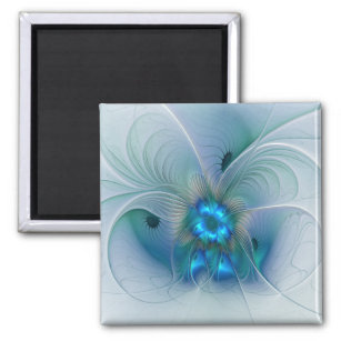 Standing Ovations, Abstract Blue Turquoise Fractal Magnet