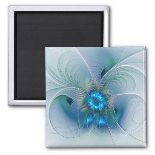 Standing Ovations Abstract Blue Turquoise Fractal Magnet