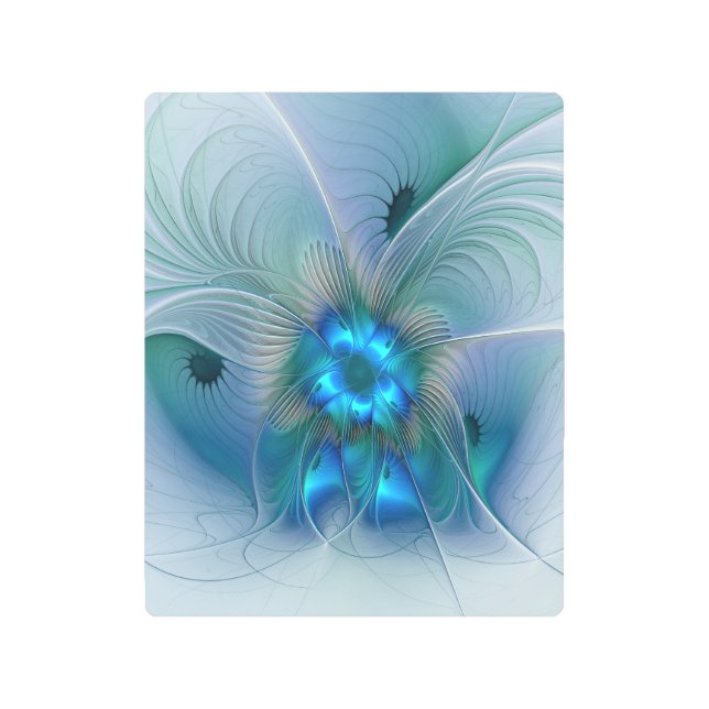 Standing Ovations, Abstract Blue Turquoise Fractal Metal Print (Front)