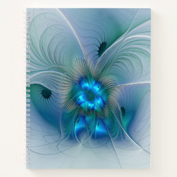 Standing Ovations, Abstract Blue Turquoise Fractal Notebook
