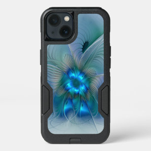 Standing Ovations, Abstract Blue Turquoise Fractal iPhone 13 Case