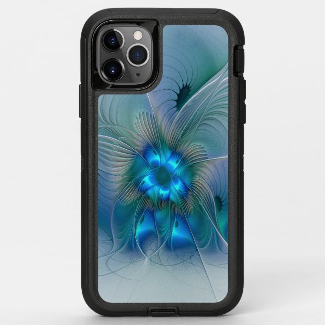 Standing Ovations, Abstract Blue Turquoise Fractal Otterbox iPhone Case (Back)