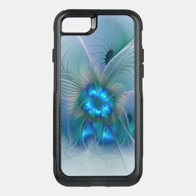 Standing Ovations, Abstract Blue Turquoise Fractal Otterbox iPhone Case (Back)