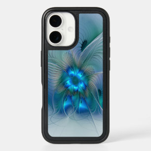 Standing Ovations, Abstract Blue Turquoise Fractal iPhone 16 Case