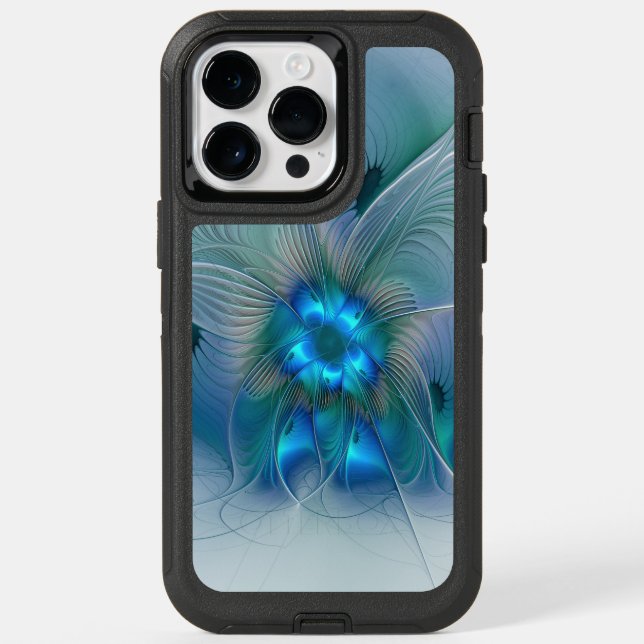 Standing Ovations, Abstract Blue Turquoise Fractal Otterbox iPhone Case (Back)