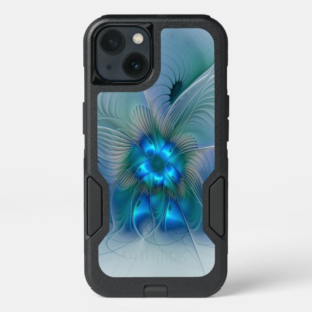 Standing Ovations, Abstract Blue Turquoise Fractal Otterbox iPhone Case (Back)