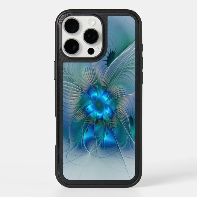 Standing Ovations, Abstract Blue Turquoise Fractal Otterbox iPhone Case (Back)