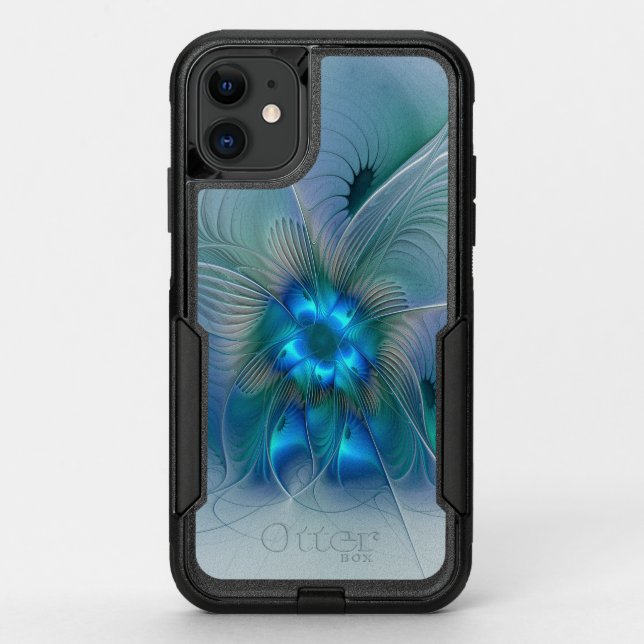 Standing Ovations, Abstract Blue Turquoise Fractal Otterbox iPhone Case (Back)